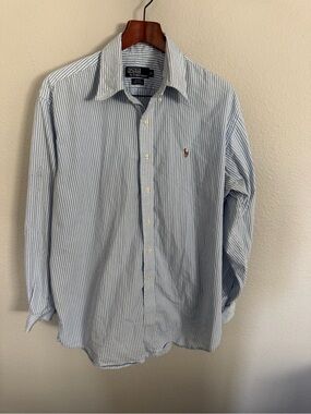 Men’s Ralph Lauren Light Blue and White Striped Dress Shirt